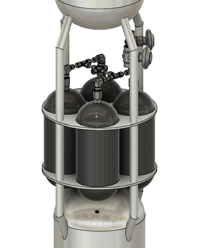 Nexus feed system bay with carbon-fiber propellant tanks